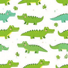 Cute crocodile pattern on white