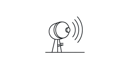 Line Art Microphone Icon Emitting Sound Waves.