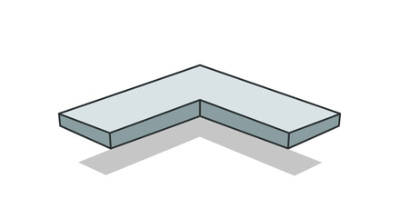 Isometric L-shaped light gray block with shadow.