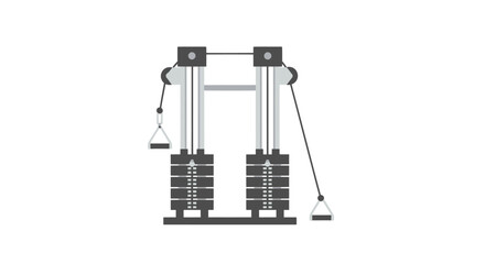 Cable Crossover Machine Gym Equipment Flat Design Illustration.