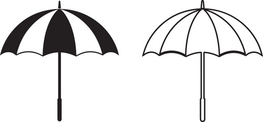 Obraz premium Set of umbrellas, Set of beach umbrella and chair icons isolated on white background,Umbrella icon set. Vector illustration.