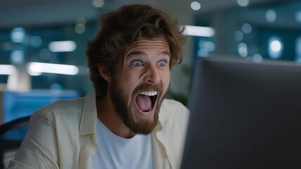 User reacting with shock while a computer displays a virus notification on screen, symbolizing cybersecurity threat awareness, digital protection, malware detection, and urgent IT response. - Powered by Adobe