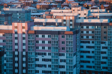 Sunny frosty morning in the city