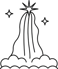 magical waterfall flowing upwards illustration on transparent background