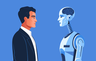 Artificial Intelligence and human vector illustration