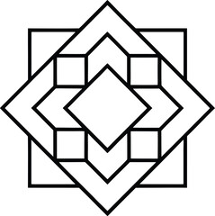 Moroccan tile inspired geometric coloring design illustration on transparent background