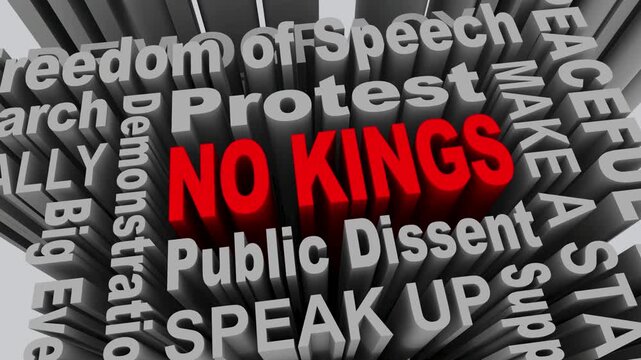 No Kings Protest Against Dictatorship Protect Democracy Words 3d Animation