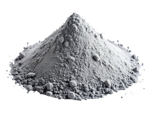 Gray Powder Pile with Soft Shadows, Front View, Isolated on White Background