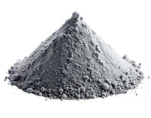 Gray Powder Pile with Soft Shadows, Front View, Isolated on White Background