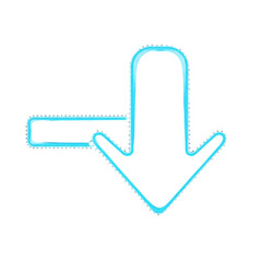 Bright Blue Arrow with White Dots Pointing Downward isolated on a transparent background direction symbol