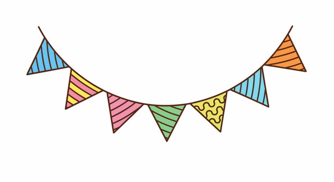 Colorful Doodle Style Party Bunting Flags Illustration