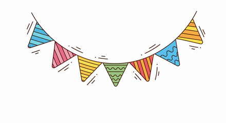 Obraz premium Colorful Triangle Pennant Banner with Stripes and Zigzags Decoration