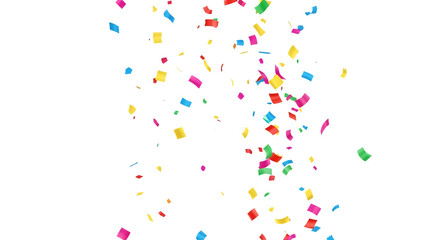 Falling colorful confetti pieces on black background isolated on a transparent background celebration