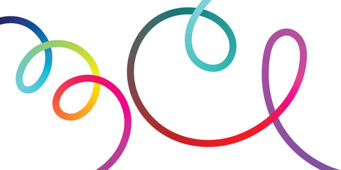 Fototapeta premium Vibrant gradient ribbons dance across a clean white backdrop, offering a modern and playful touch for your creative projects or branding needs