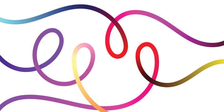 Vibrant gradient ribbons dance across a clean white backdrop, offering a modern and playful touch for your creative projects or branding needs