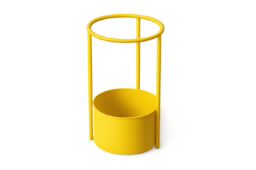 Yellow modern metal umbrella stand transparent background