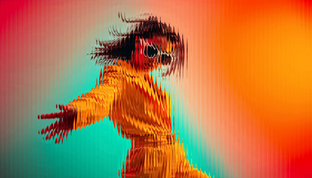 Dynamic Fashion Woman Portrait with Yellow Jacket and Glass Effect - Urban Style