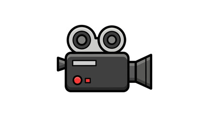 Classic Film Camera Icon with Twin Lenses and Red Button Detail.