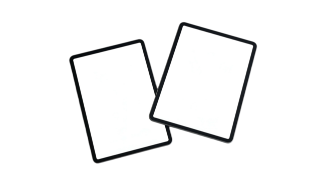 Two digital tablet devices with blank white screens against a black background