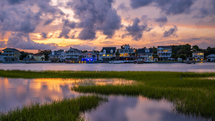 sunset over the river