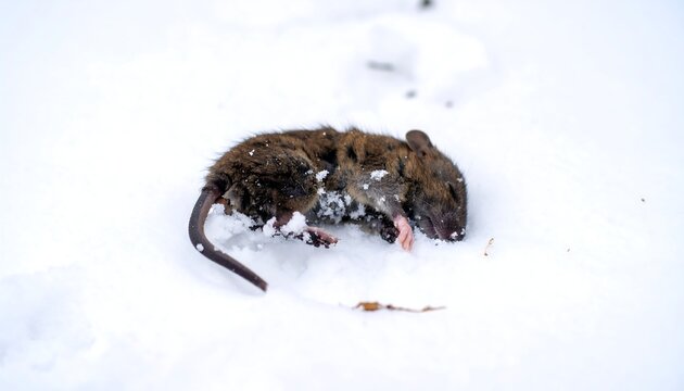 Dead rodent in snow (2)