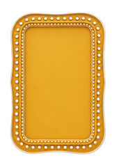 Ornate yellow frame with rounded corners and decorative holes isolated on a transparent background image