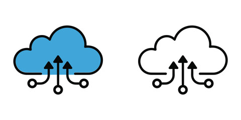 Cloud Computing Icon Set. Vector Illustration on White Background
