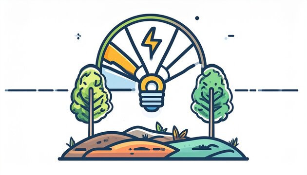 Electric vehicle charging station with plug, digital display, and eco-themed graphics including a lightning bolt and green leaf, set against a dynamic stylized background.