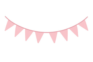 Pink bunting flag garland decorating a celebration party