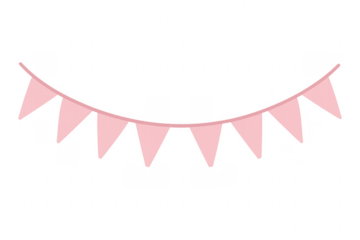 Pink bunting flag garland decorating a celebration party