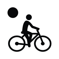 Obraz premium Simple black and white image of cyclist with sun or moon