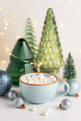 Christmas Mug with Marshmallows, Ornaments and Ceramic Decorations
