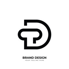Letter Td or Dt minimal unique royalty monogram logo