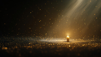 Candle of Hope among shimmering particles