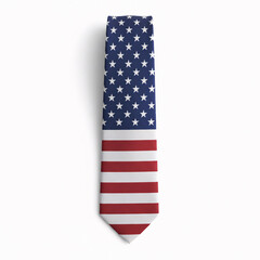 Obraz premium Necktie with American flag isolated on white background. 3d illustration