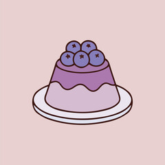 Purple dessert with berries on a plate.