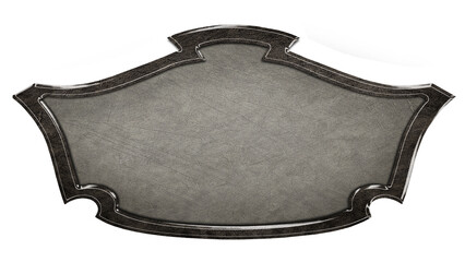 Vintage leather signboard in dark stone frame isolated on white background