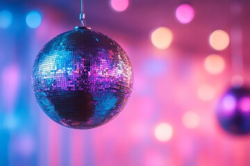 Obraz premium Disco Ball With Vibrant Background Lights