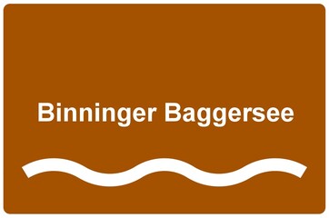 Illustration eines Namensschildes für den "Binninger Baggersee" in Baden-Württemberg	