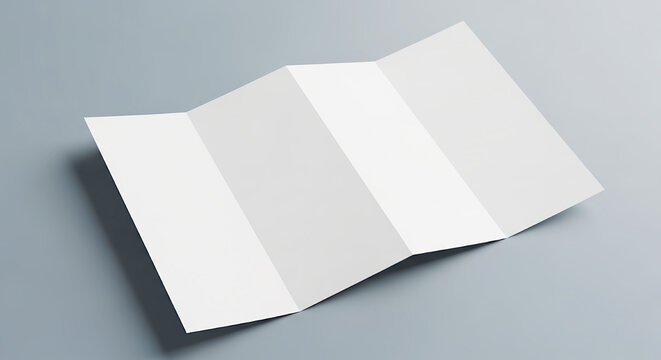 Folded Brochure Mockup: Elegant Quad Fold Leaflet on Neutral Gray Backdrop for Branding