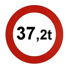 Illustration des Stra&szlig;enverkehrszeichens "Maximal zul&auml;ssiges Gesamtgewicht 37,2t"	