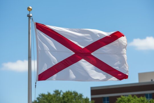 Alabama State Flag Waving