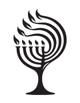 black menorah on white background clip art preview