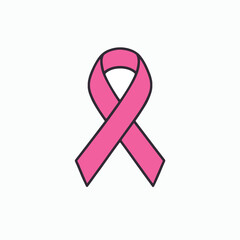 Pink ribbon symbol for breast cancer awareness support and charity campaigns