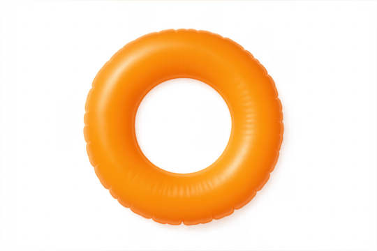 Orange inflatable swim ring isolated on transparent background