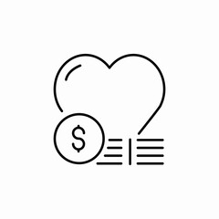 love heart money icon sign vector
