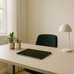 simple digital workspace, minimalist and organized workspace optimized for digital creativity