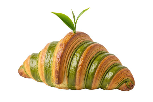 matcha croissant with tea leaf