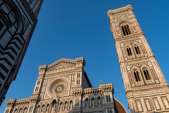 Cathedral of Santa Maria del Fiore and Giotto's Bell Tower, Piazza Del Duomo, Florence, Tuscany, Italy