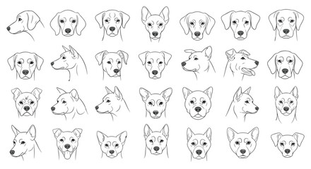 Fototapeta premium A delightful collection of diverse dog breed illustrations for creative projects.